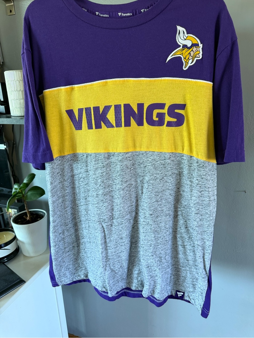 Fanatics Purple, Gold & Gray Minnesota Vikings Colorblock Tee
